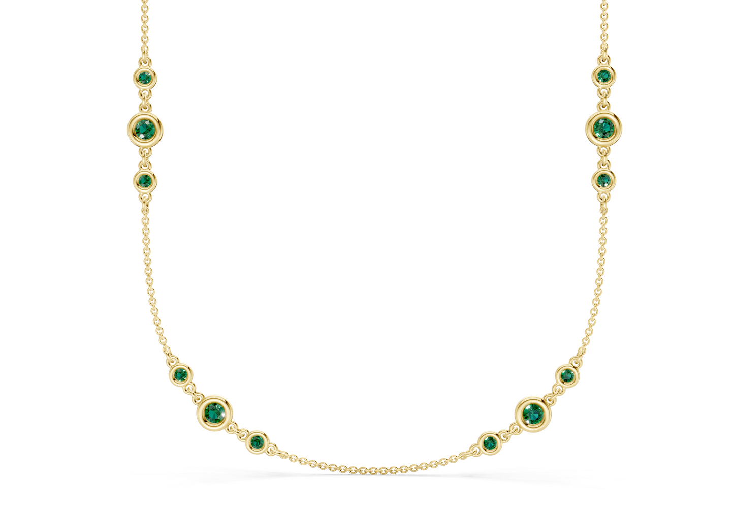 Trio Emerald Gemstone Stationed Necklace 1½ Carat Total Wt.