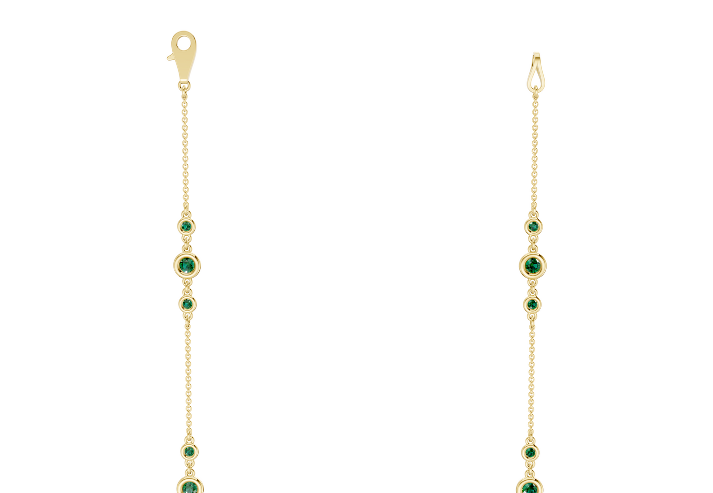 Trio Emerald Gemstone Stationed Necklace 1½ Carat Total Wt.