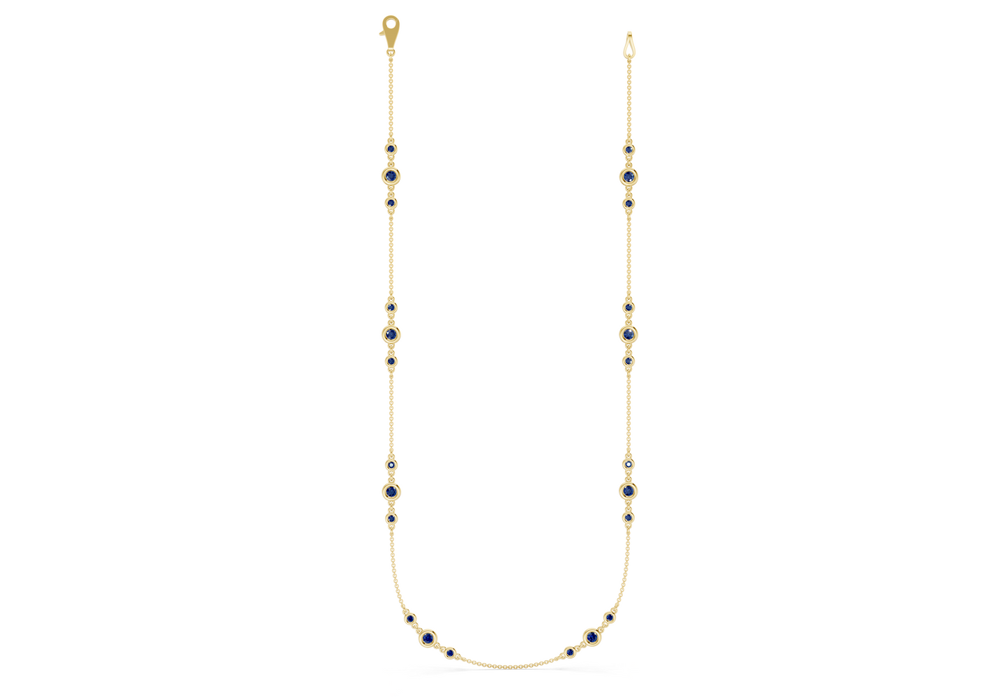 Trio Sapphire Gemstone Stationed Necklace 1½ Carat Total Wt.