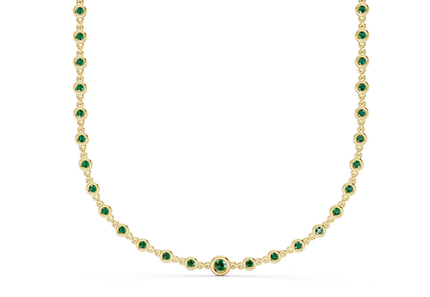 Eternal Emerald Gemstone Stationed Necklace 2 Carat Total Wt.