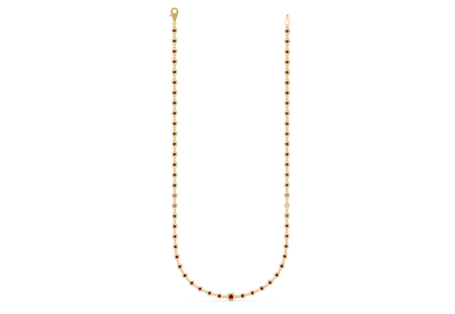Eternal Ruby Gemstone Stationed Necklace 2 Carat Total Wt.