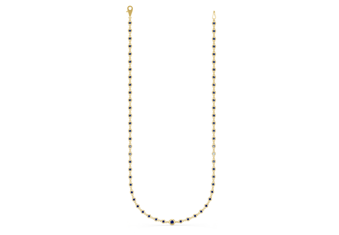 Eternal Sapphire Gemstone Stationed Necklace 2 Carat Total Wt.