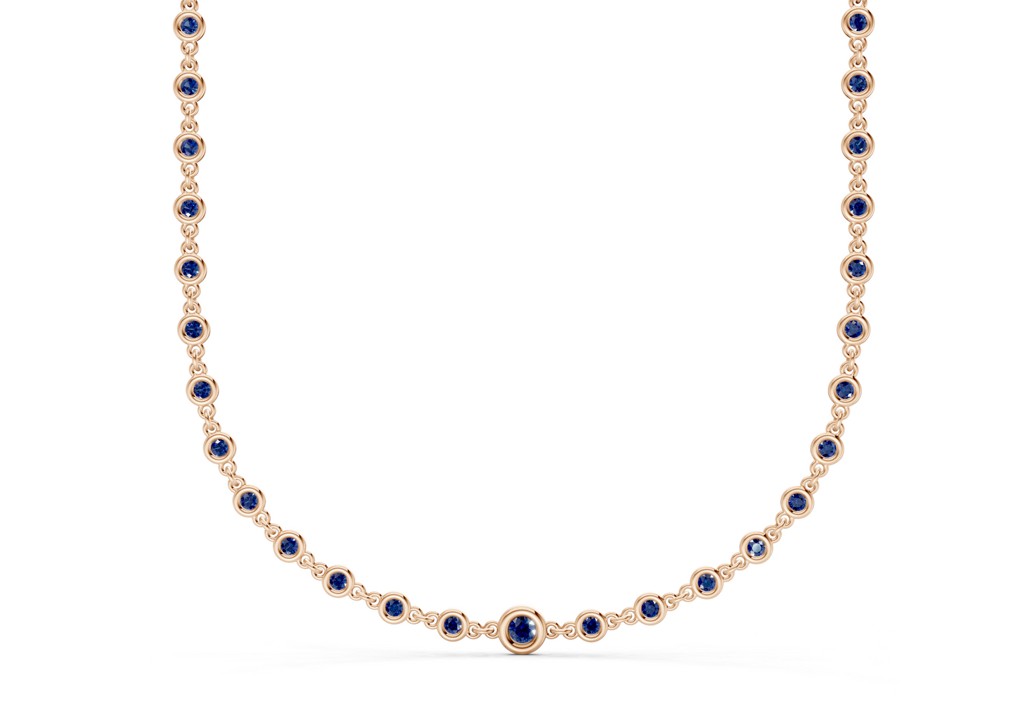 Eternal Sapphire Gemstone Stationed Necklace 2 Carat Total Wt.