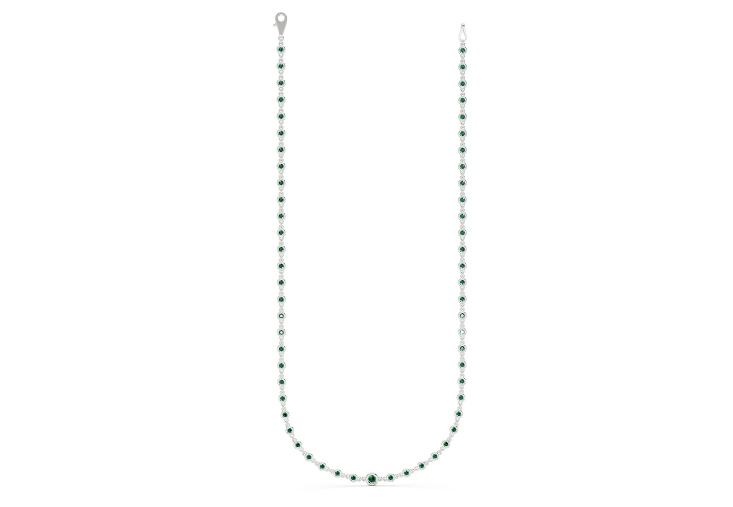 Eternal Emerald Gemstone Stationed Necklace 2 Carat Total Wt.