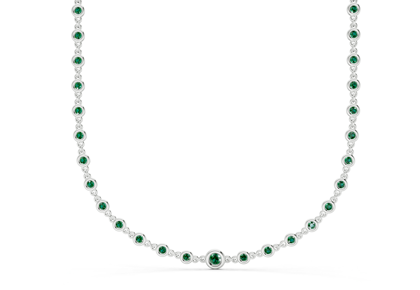 Eternal Emerald Gemstone Stationed Necklace 2 Carat Total Wt.