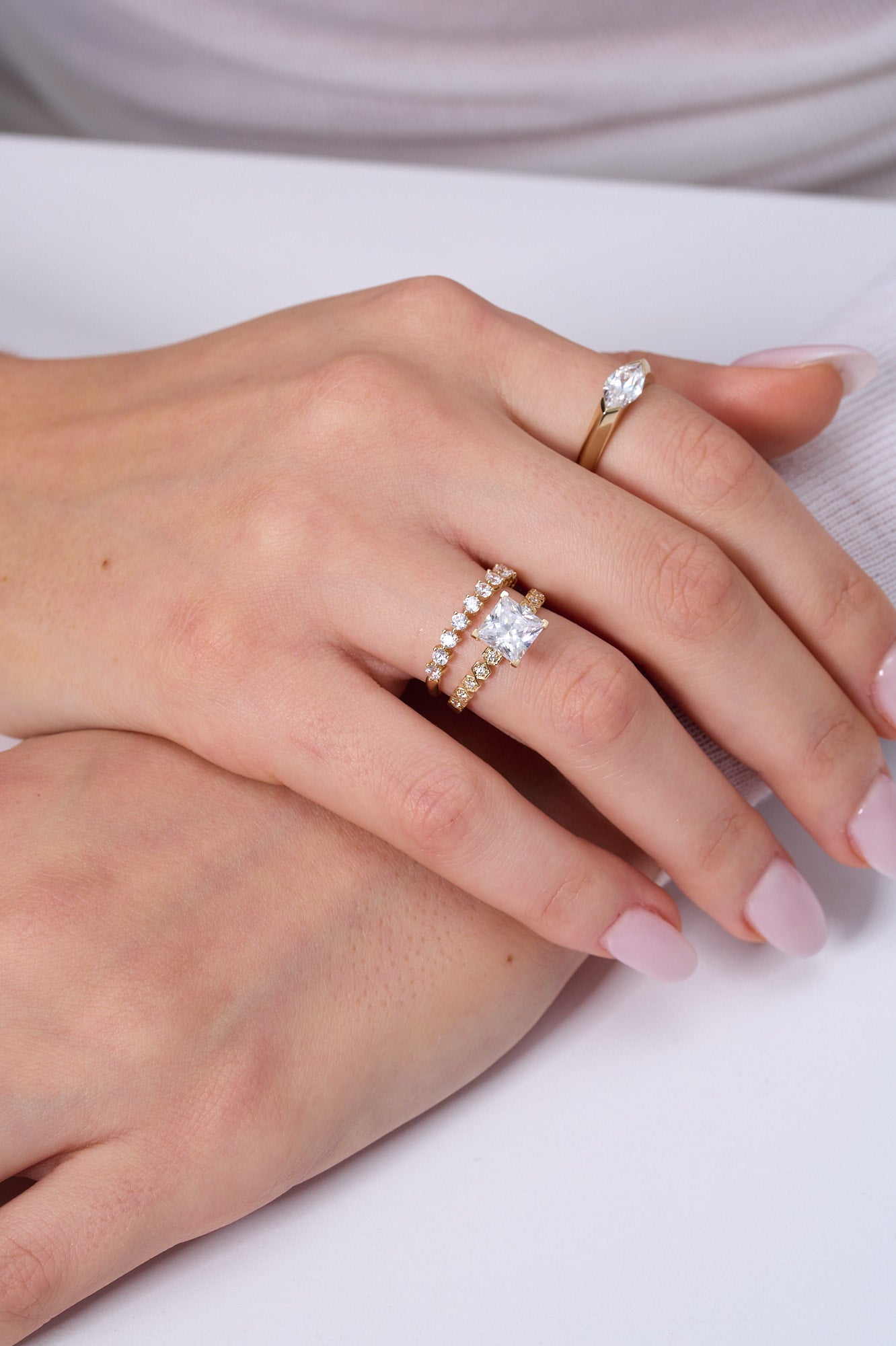 Lab-grown diamond ring on hand