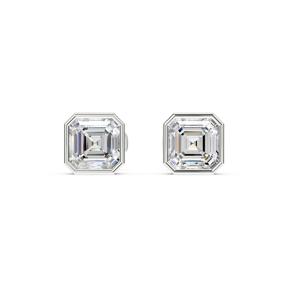 Bezel Set Martini Asscher Lab Diamond Studs