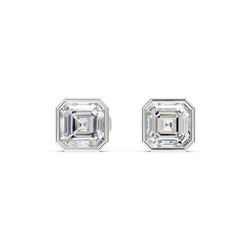 Bezel Set Martini Asscher Lab Diamond Studs