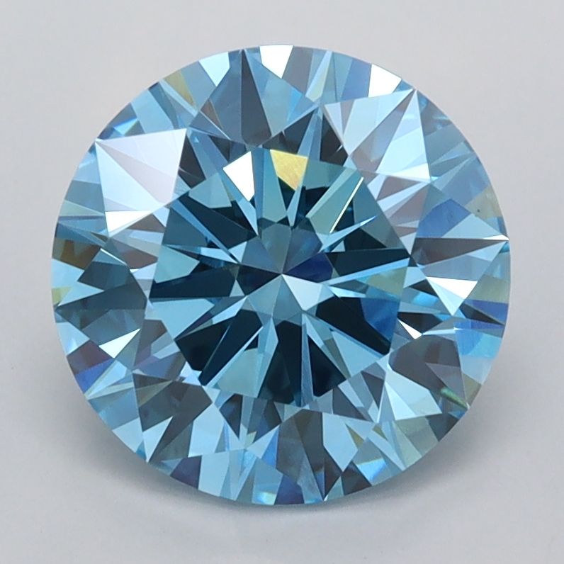 2.46 Carat Round Cut Fancy Blue