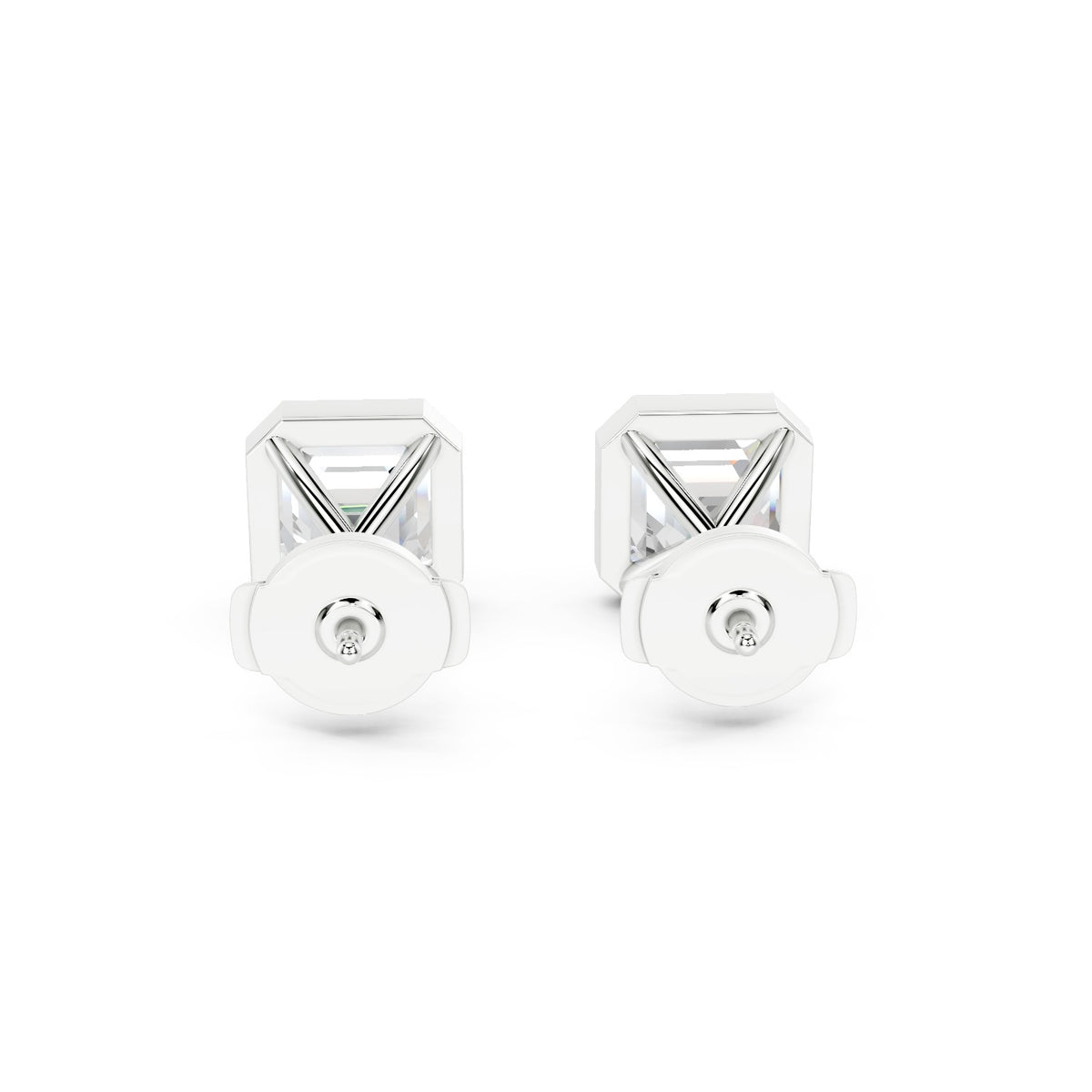 Bezel Set Martini Asscher Lab Diamond Studs