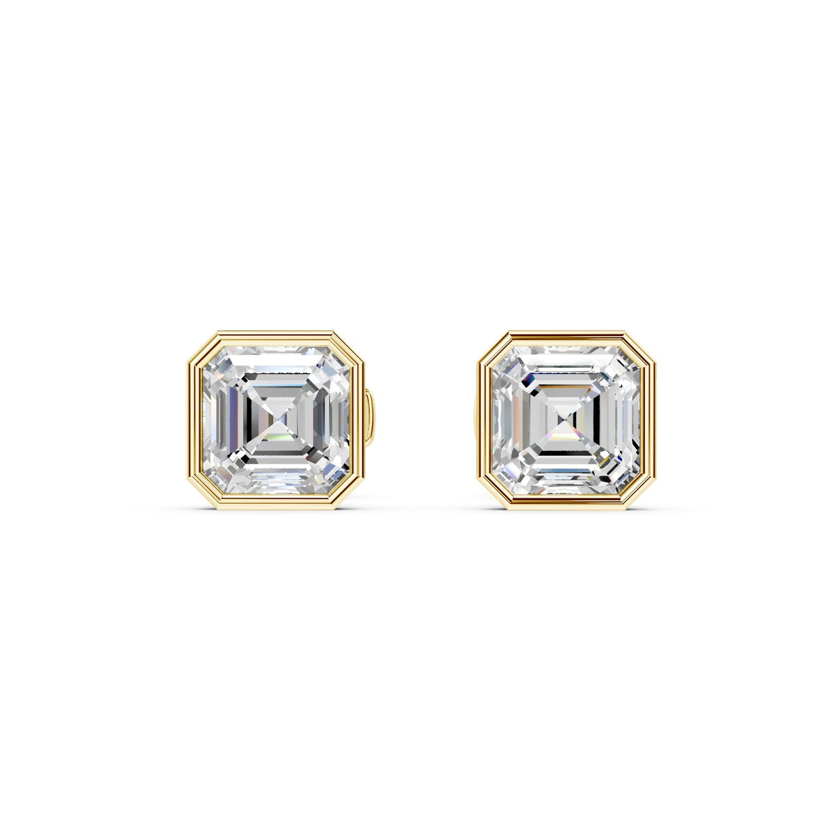 Bezel Set Martini Asscher Lab Diamond Studs