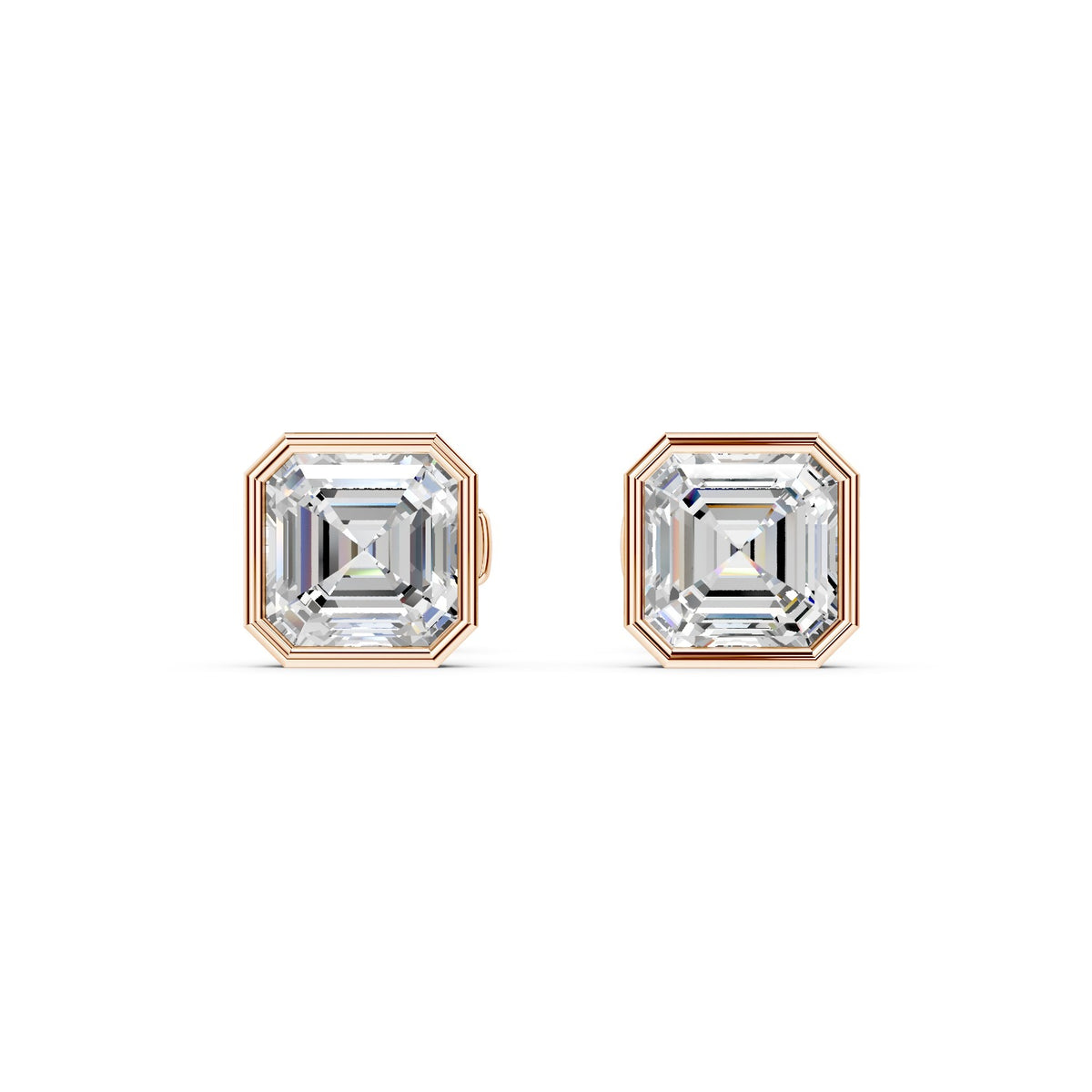 Bezel Set Martini Asscher Lab Diamond Studs
