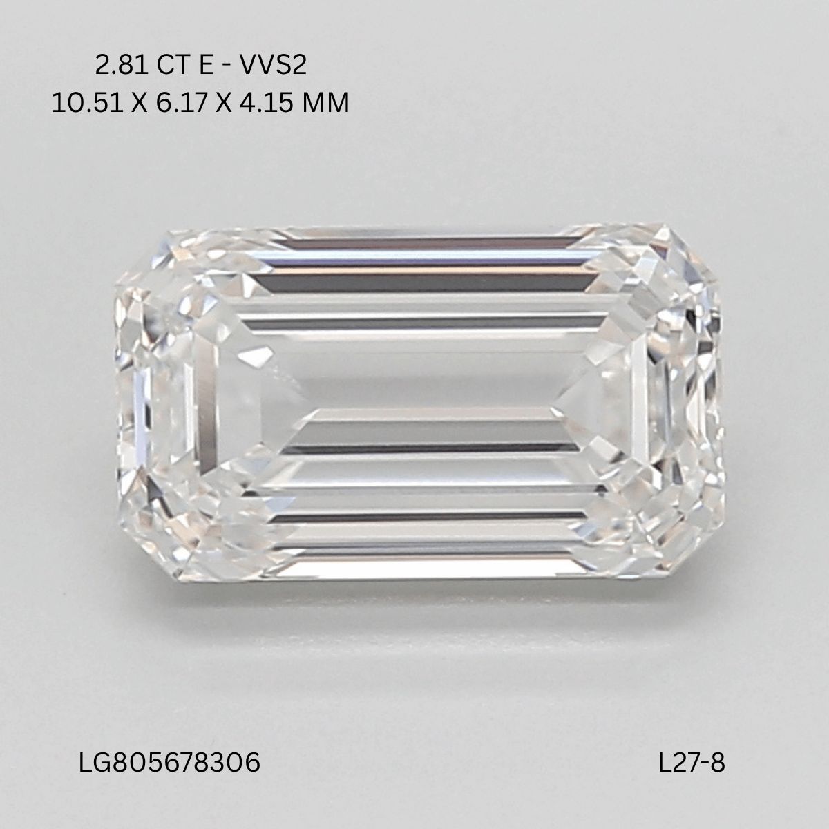 2.81 Carat E-VVS2 Emerald Lab Diamond