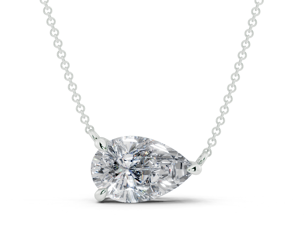 Diamond Solitaire Pear Cut Diamond Necklace