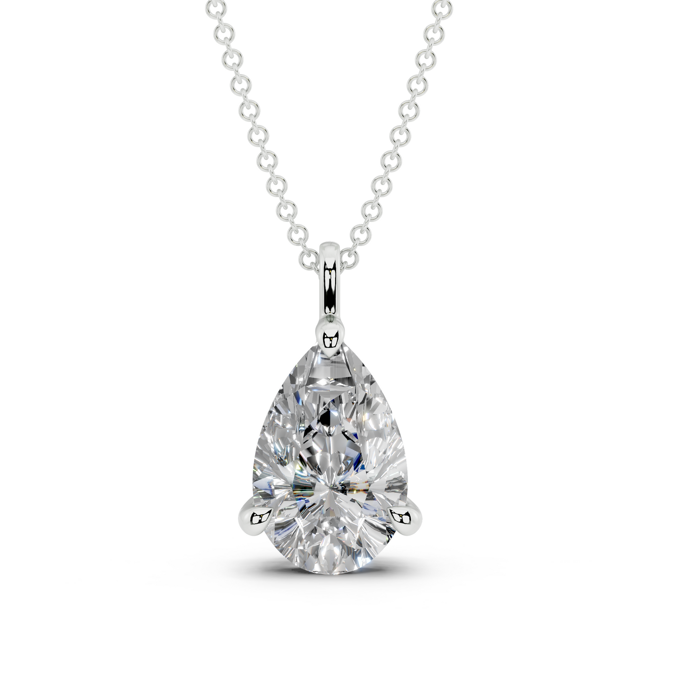 Classic Solitaire Pear Cut Diamond Necklace