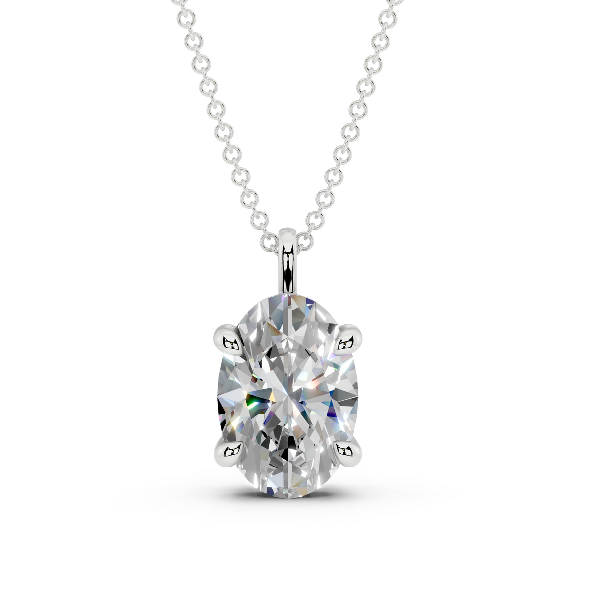 Classic Solitaire Oval Cut Diamond Necklace