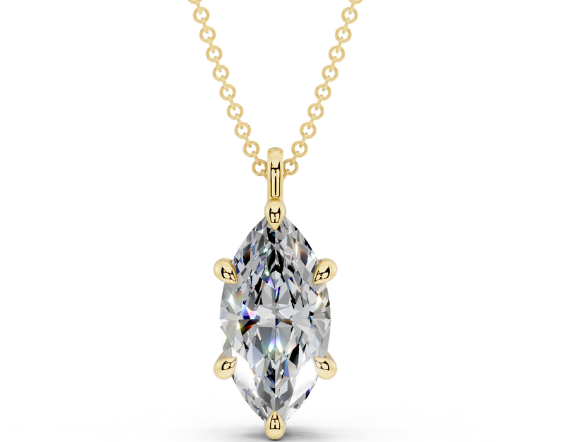 Classic Solitaire Marquise Cut Diamond Necklace