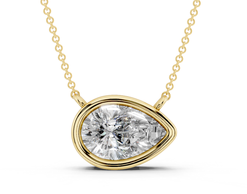 Bezel-set Solitaire Pear Cut Diamond Necklace