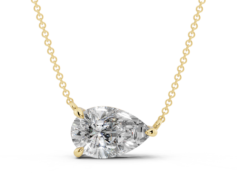 Diamond Solitaire Pear Cut Diamond Necklace