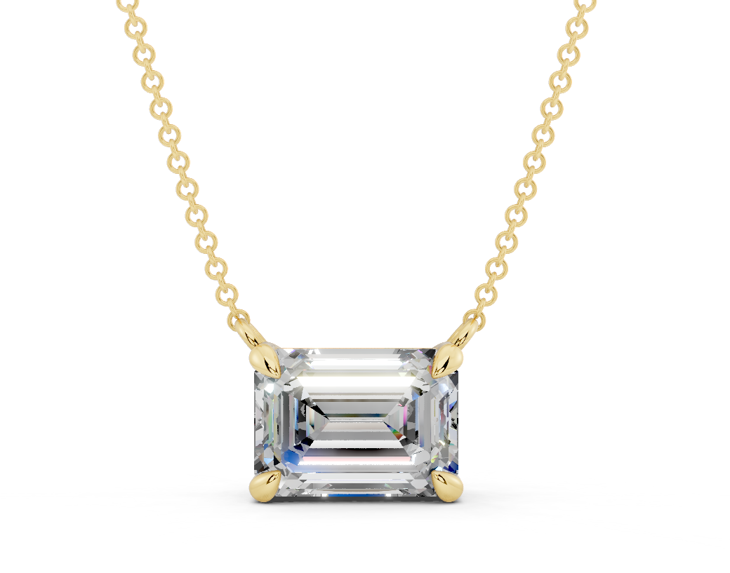 Diamond Solitaire Emerald Cut Diamond Necklace