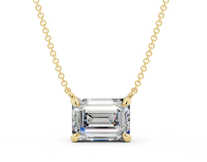 Diamond Solitaire Emerald Cut Diamond Necklace