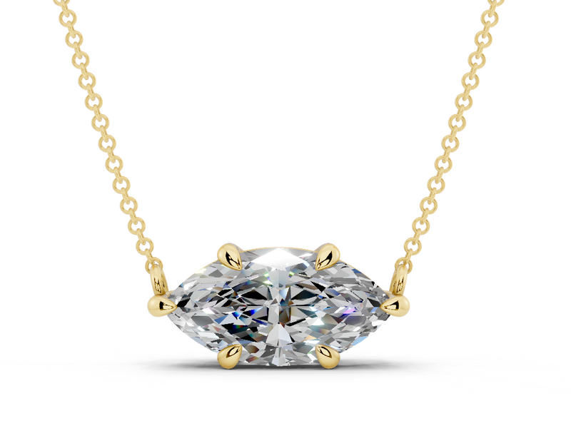 Diamond Solitaire Marquise Cut Diamond Necklace