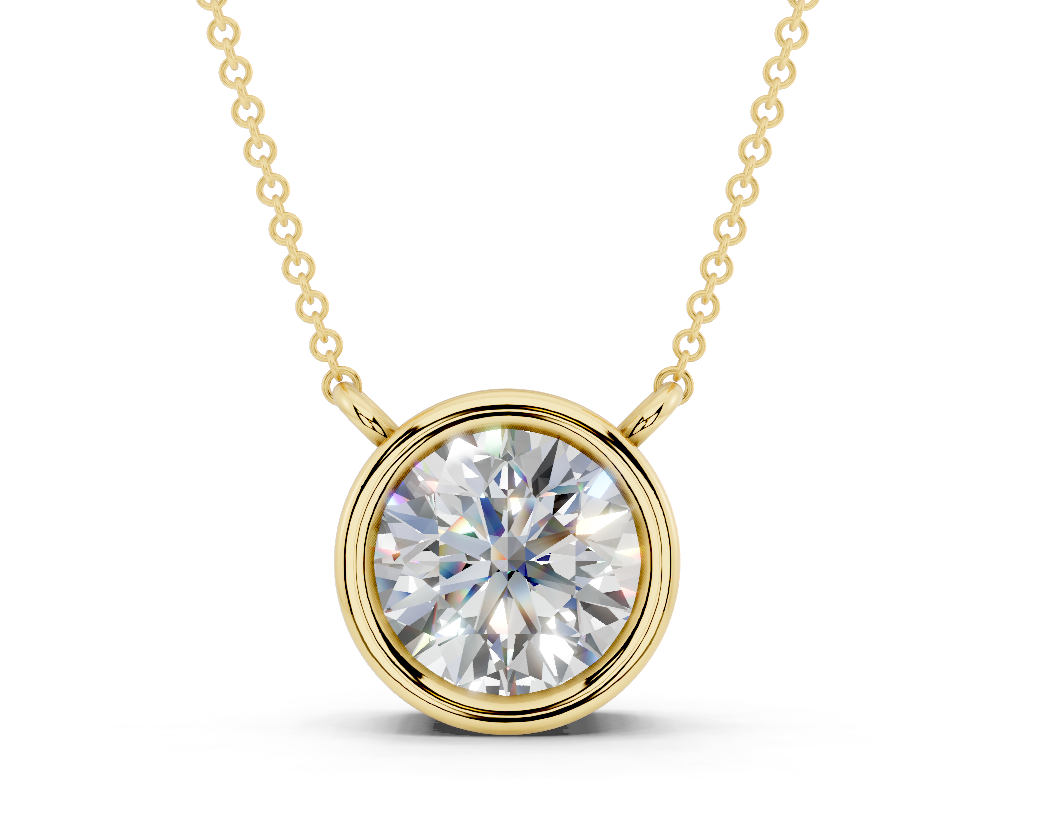 Bezel-set Solitaire Round Cut Diamond Necklace
