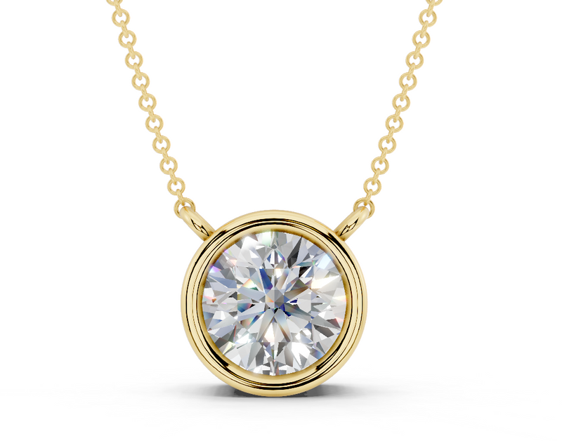 Bezel-set Solitaire Round Cut Diamond Necklace