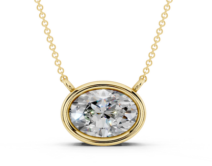 Bezel-set Solitaire Oval Cut Diamond Necklace