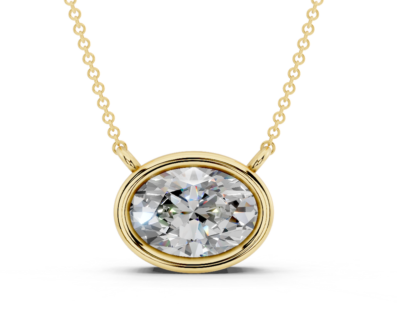 Bezel-set Solitaire Oval Cut Diamond Necklace