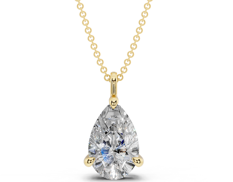 Classic Solitaire Pear Cut Diamond Necklace