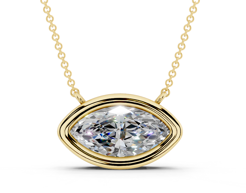 Bezel-set Solitaire Marquise Cut Diamond Necklace