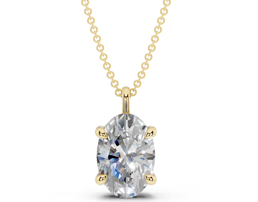 Classic Solitaire Oval Cut Diamond Necklace