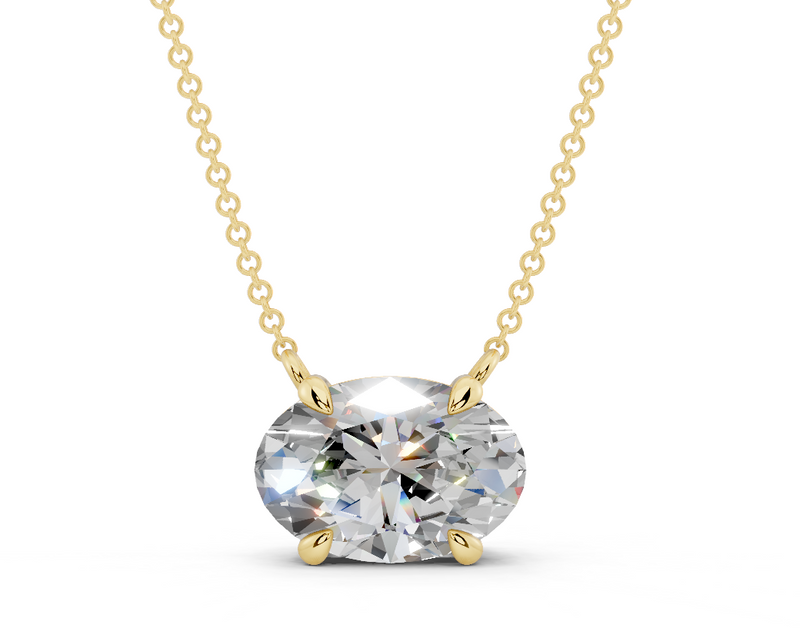 Diamond Solitaire Oval Cut Diamond Necklace