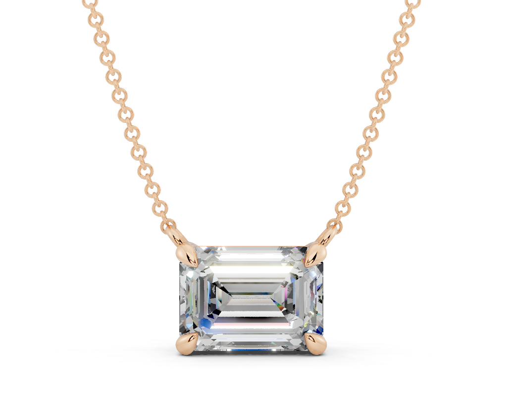 Diamond Solitaire Emerald Cut Diamond Necklace