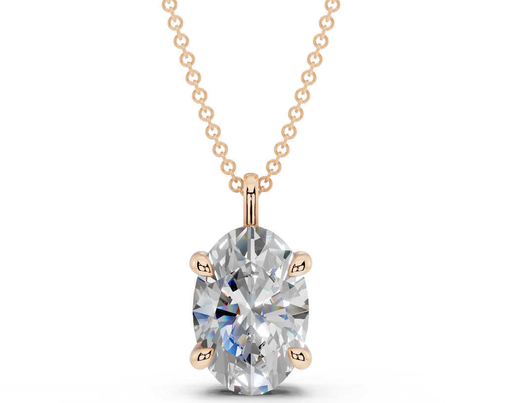 Classic Solitaire Oval Cut Diamond Necklace
