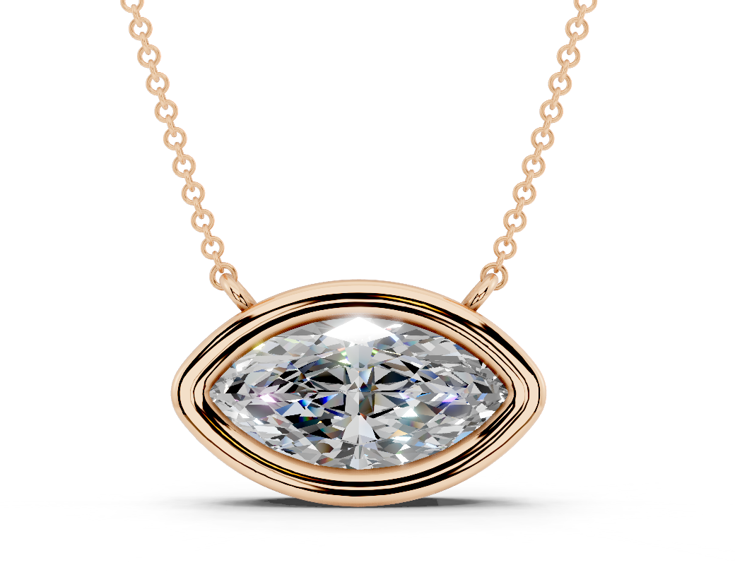 Bezel-set Solitaire Marquise Cut Diamond Necklace