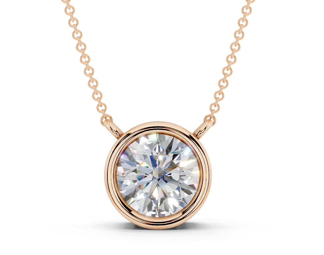 Bezel-set Solitaire Round Cut Diamond Necklace
