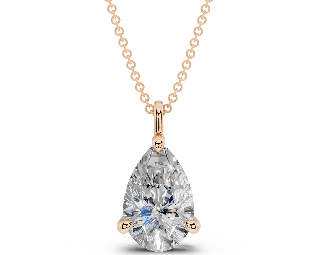 Classic Solitaire Pear Cut Diamond Necklace