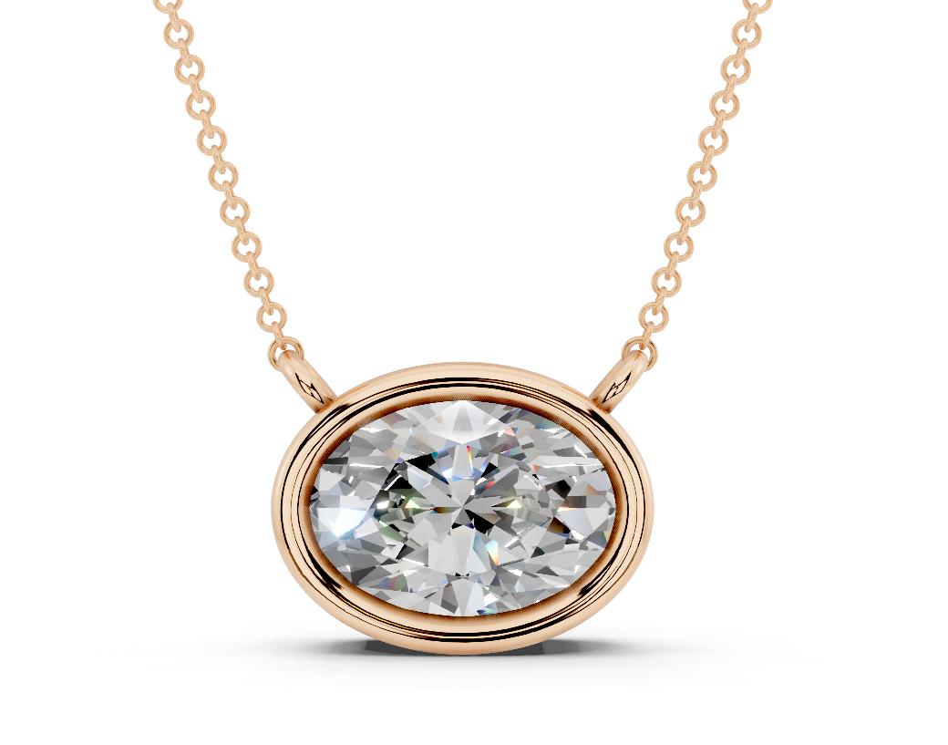 Bezel-set Solitaire Oval Cut Diamond Necklace