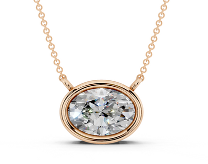 Bezel-set Solitaire Oval Cut Diamond Necklace