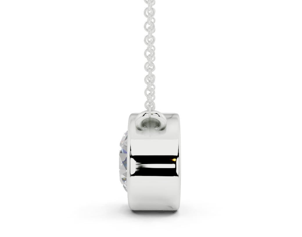 Bezel-set Solitaire Round Cut Diamond Necklace