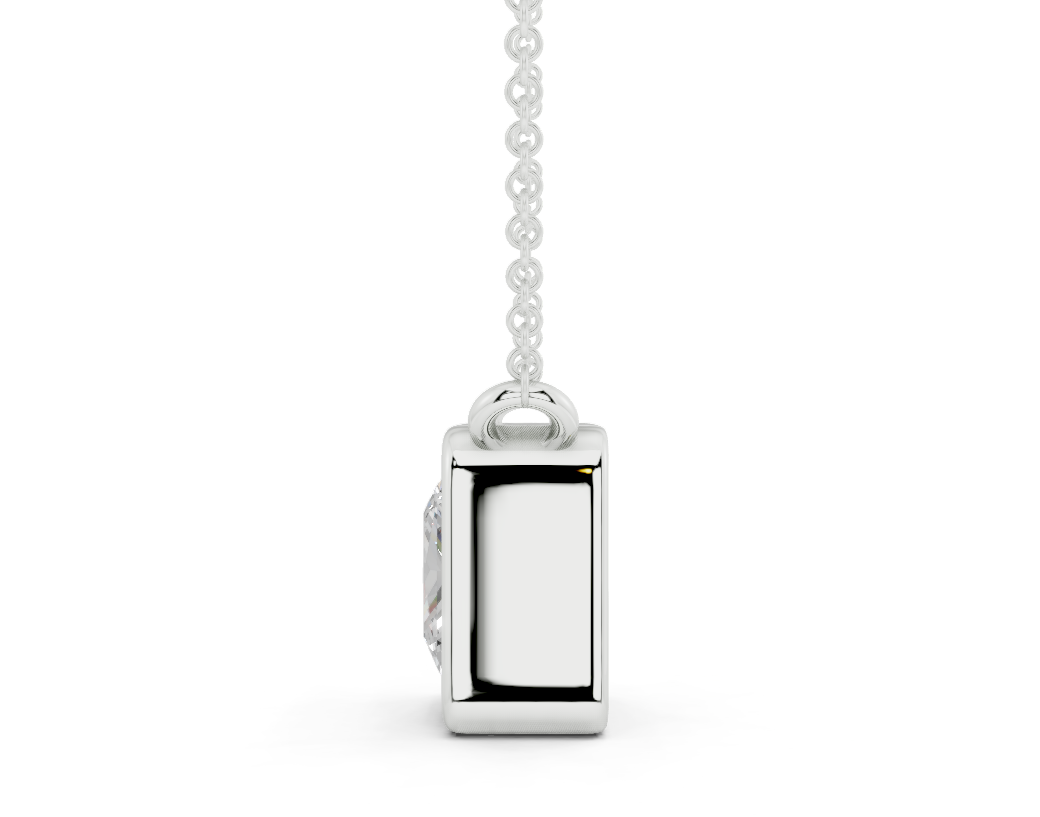 Bezel-set Solitaire Princess Cut Diamond Necklace