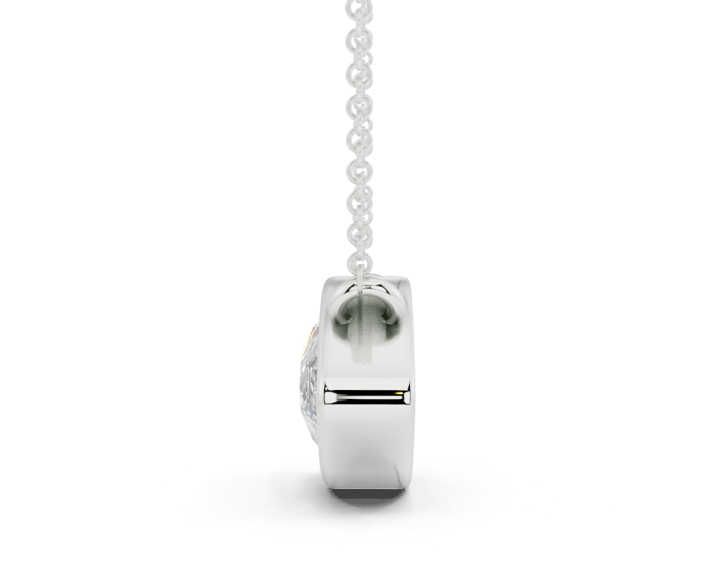 Bezel-set Solitaire Pear Cut Diamond Necklace
