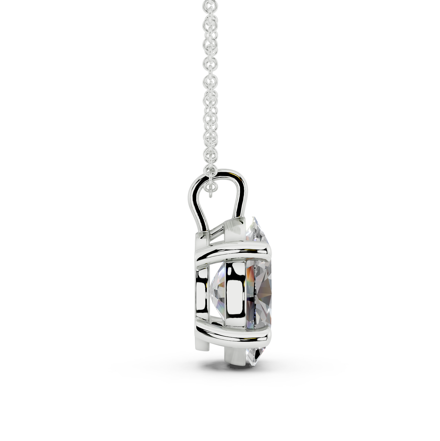 Classic Solitaire Oval Cut Diamond Necklace