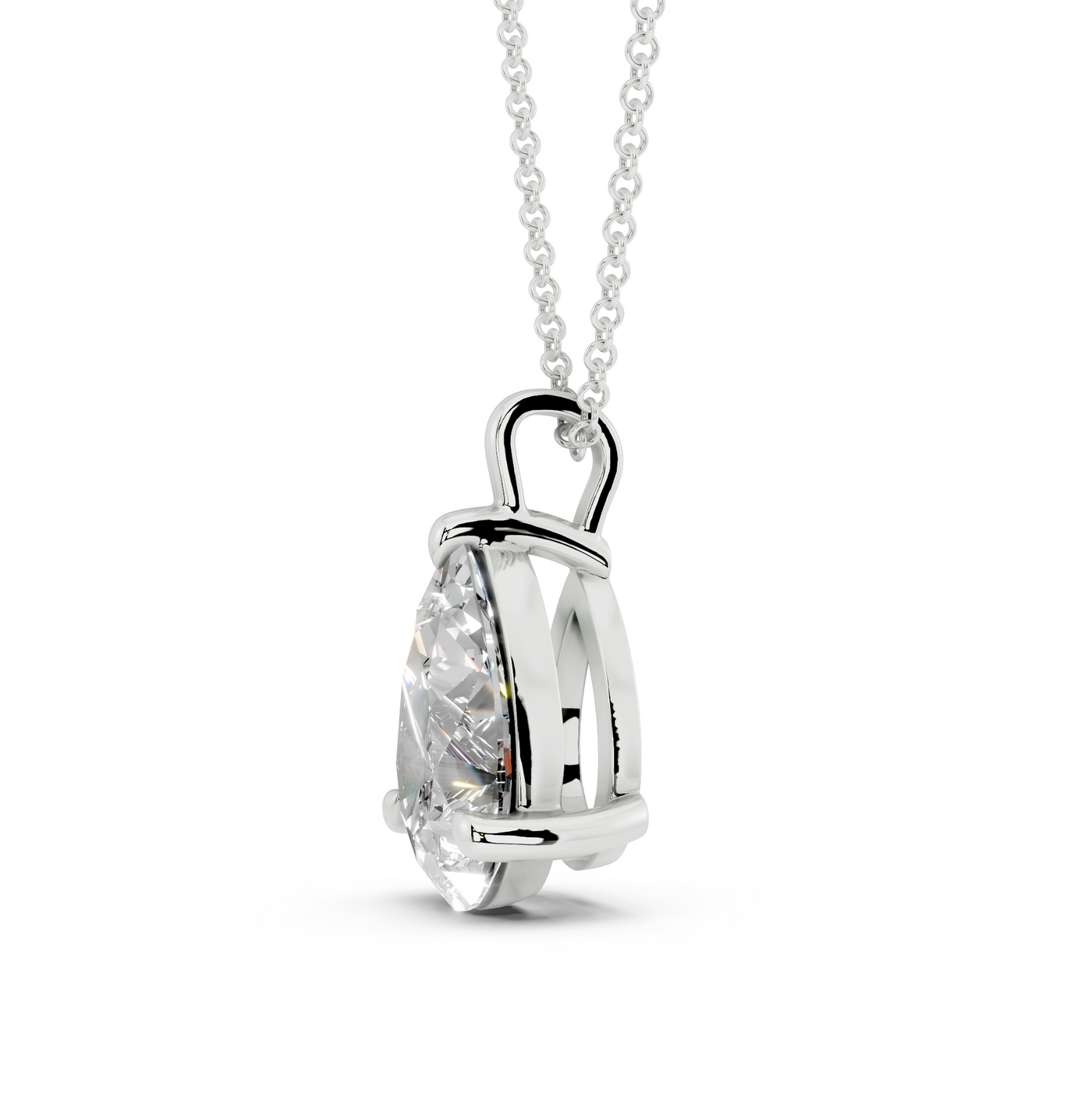 Classic Solitaire Pear Cut Diamond Necklace