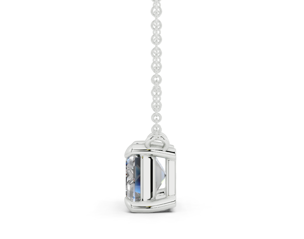 Diamond Solitaire Emerald Cut Diamond Necklace