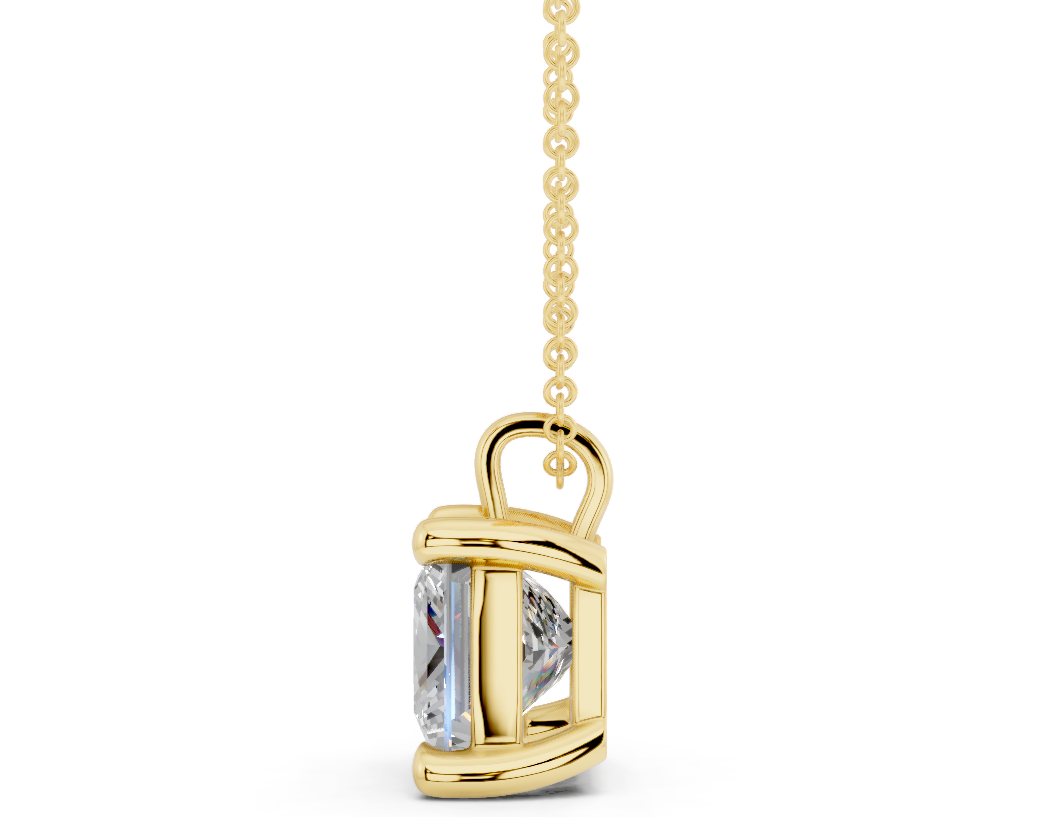 Classic Solitaire Princess Cut Diamond Necklace