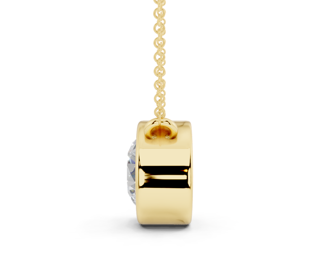 Bezel-set Solitaire Round Cut Diamond Necklace