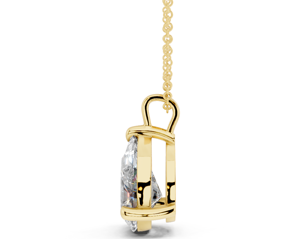 Classic Solitaire Pear Cut Diamond Necklace